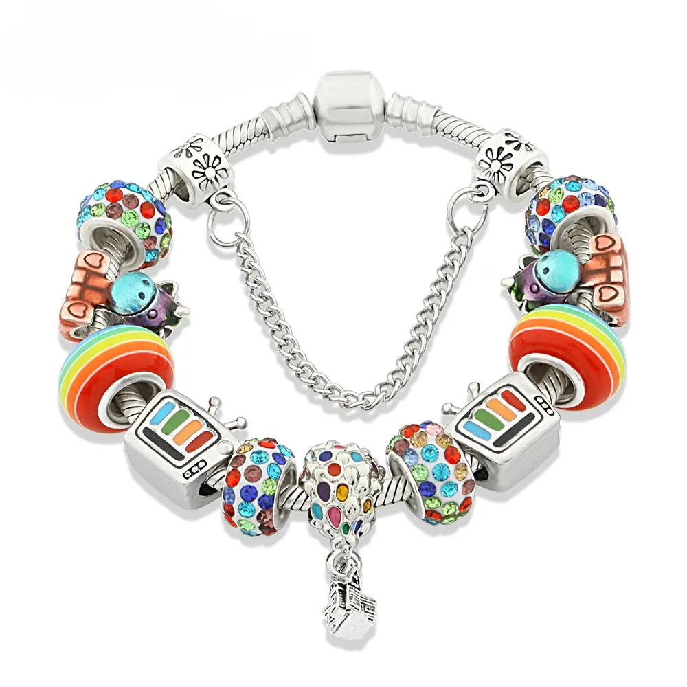 ✨ Rainbow Star & Moon Charm Bracelet 🌙 | Kawaii Unicorn Beaded Jewelry 🎀 | Perfect Gift for Kids & Teens! 🎁