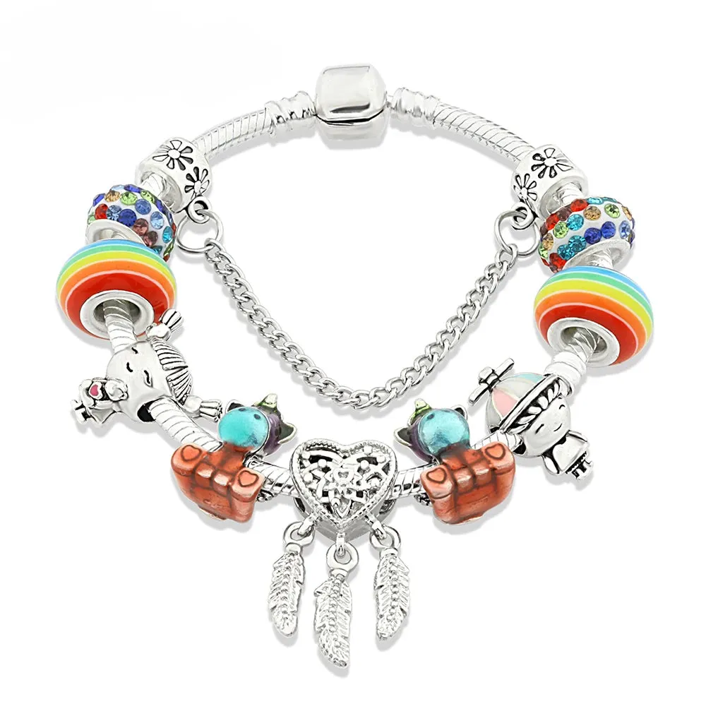 ✨ Rainbow Star & Moon Charm Bracelet 🌙 | Kawaii Unicorn Beaded Jewelry 🎀 | Perfect Gift for Kids & Teens! 🎁