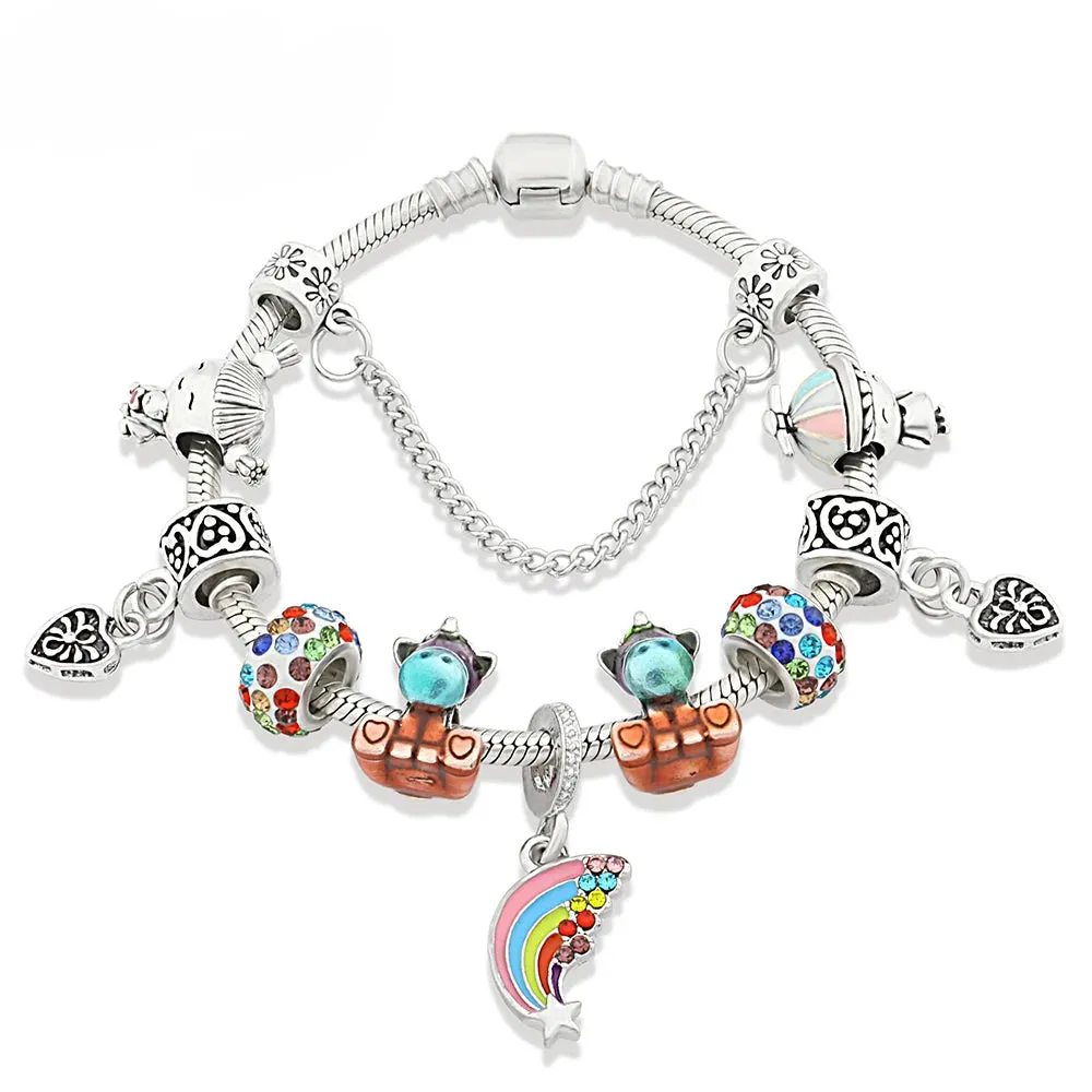 ✨ Rainbow Star & Moon Charm Bracelet 🌙 | Kawaii Unicorn Beaded Jewelry 🎀 | Perfect Gift for Kids & Teens! 🎁