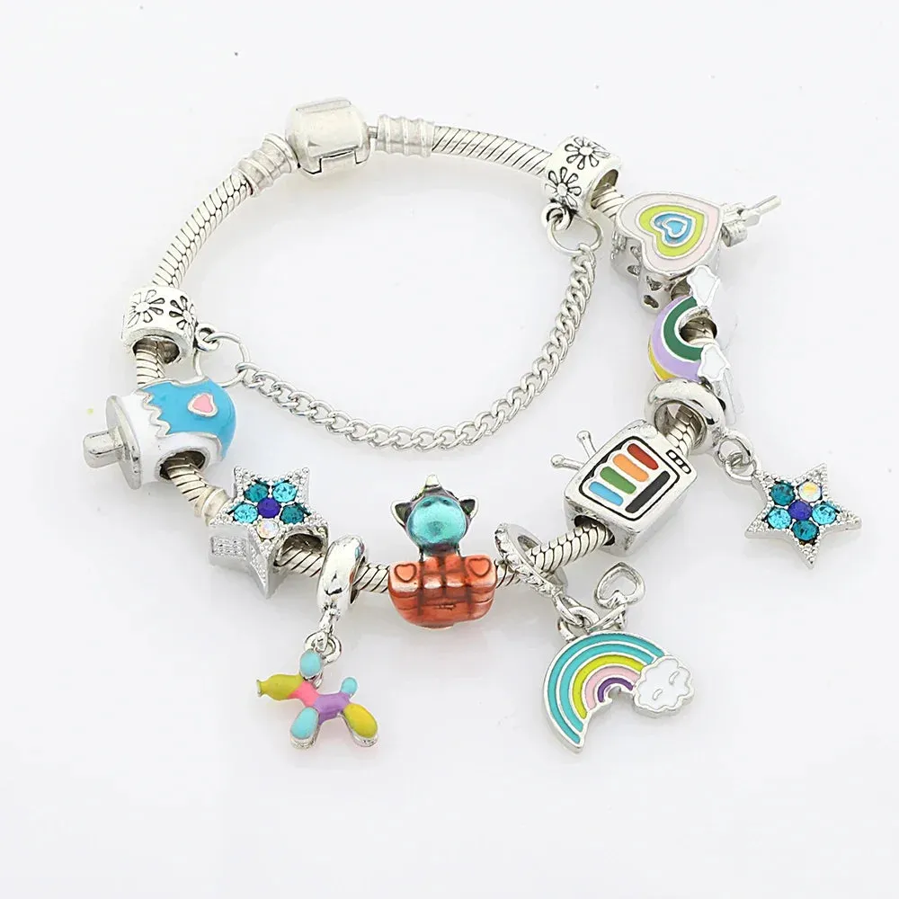 ✨ Rainbow Star & Moon Charm Bracelet 🌙 | Kawaii Unicorn Beaded Jewelry 🎀 | Perfect Gift for Kids & Teens! 🎁