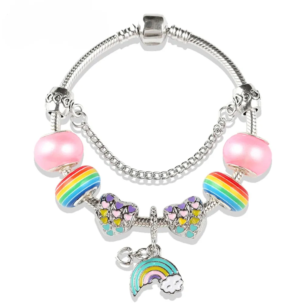 ✨ Rainbow Star & Moon Charm Bracelet 🌙 | Kawaii Unicorn Beaded Jewelry 🎀 | Perfect Gift for Kids & Teens! 🎁