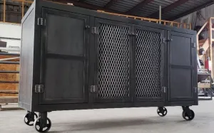 #028 - Custom Industrial Credenza Cabinet Bar Cart