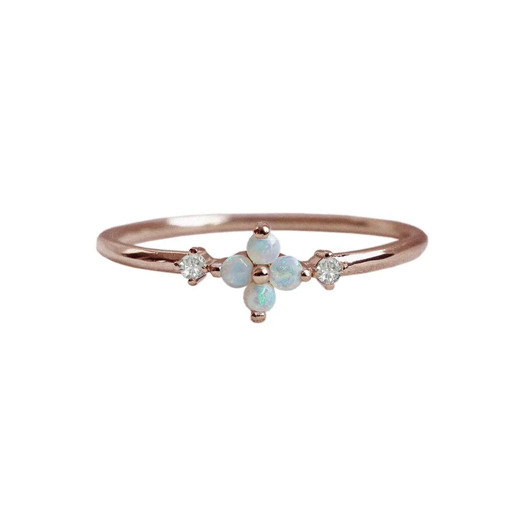 14K Forget Me Not Flower Opal Ring