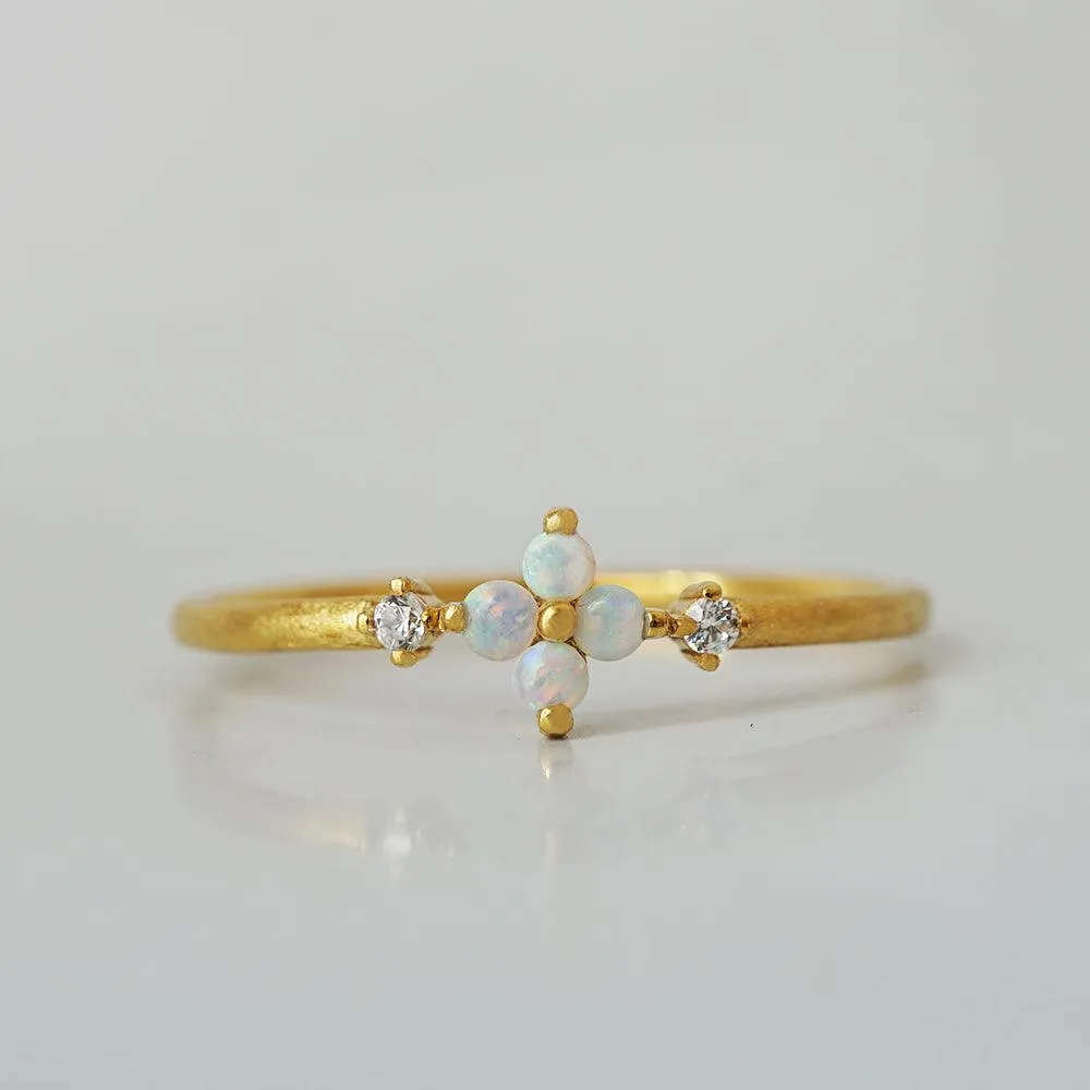 14K Forget Me Not Flower Opal Ring