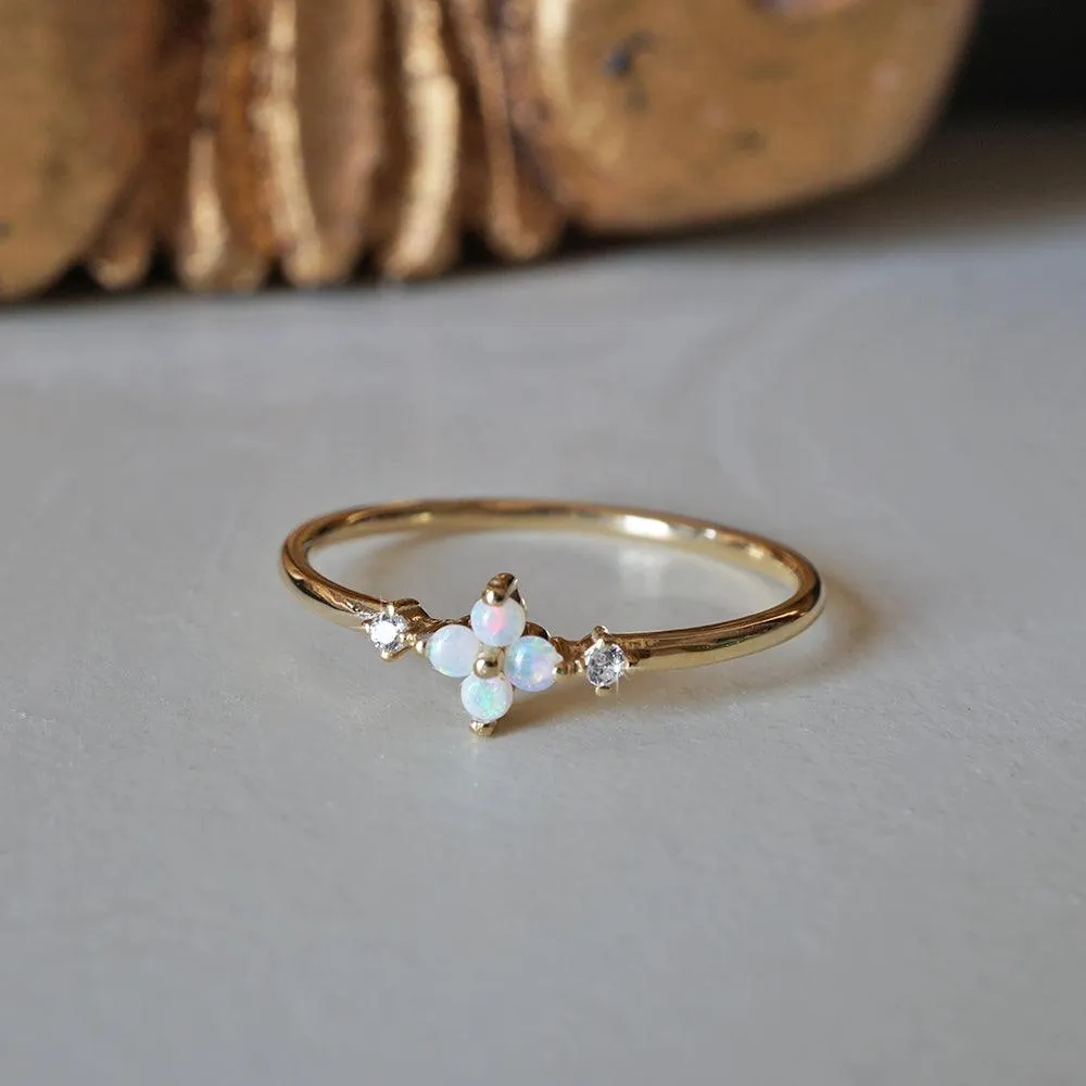 14K Forget Me Not Flower Opal Ring