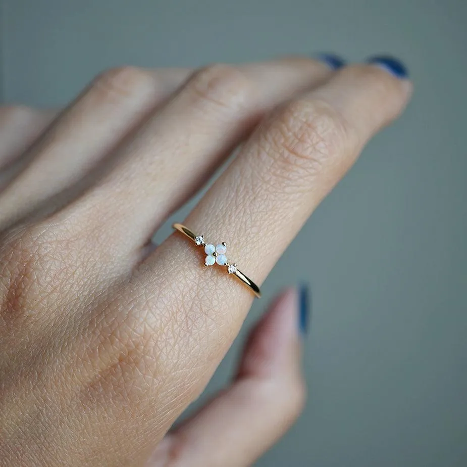 14K Forget Me Not Flower Opal Ring