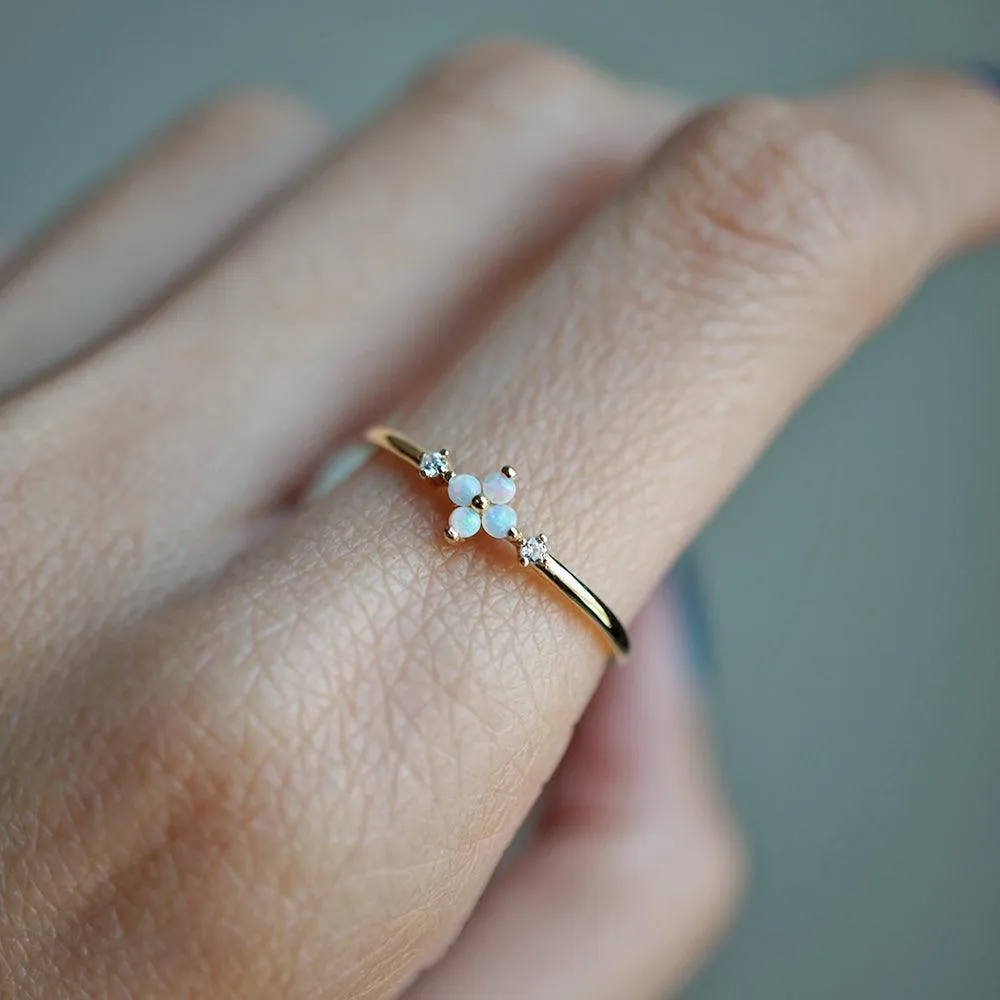 14K Forget Me Not Flower Opal Ring