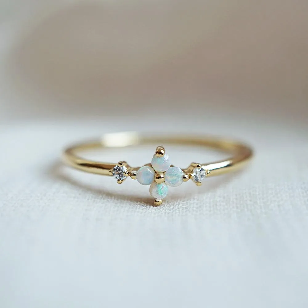 14K Forget Me Not Flower Opal Ring