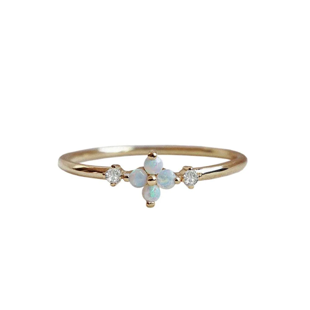 14K Forget Me Not Flower Opal Ring