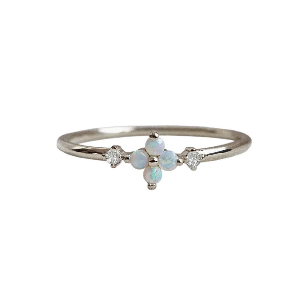 14K Forget Me Not Flower Opal Ring