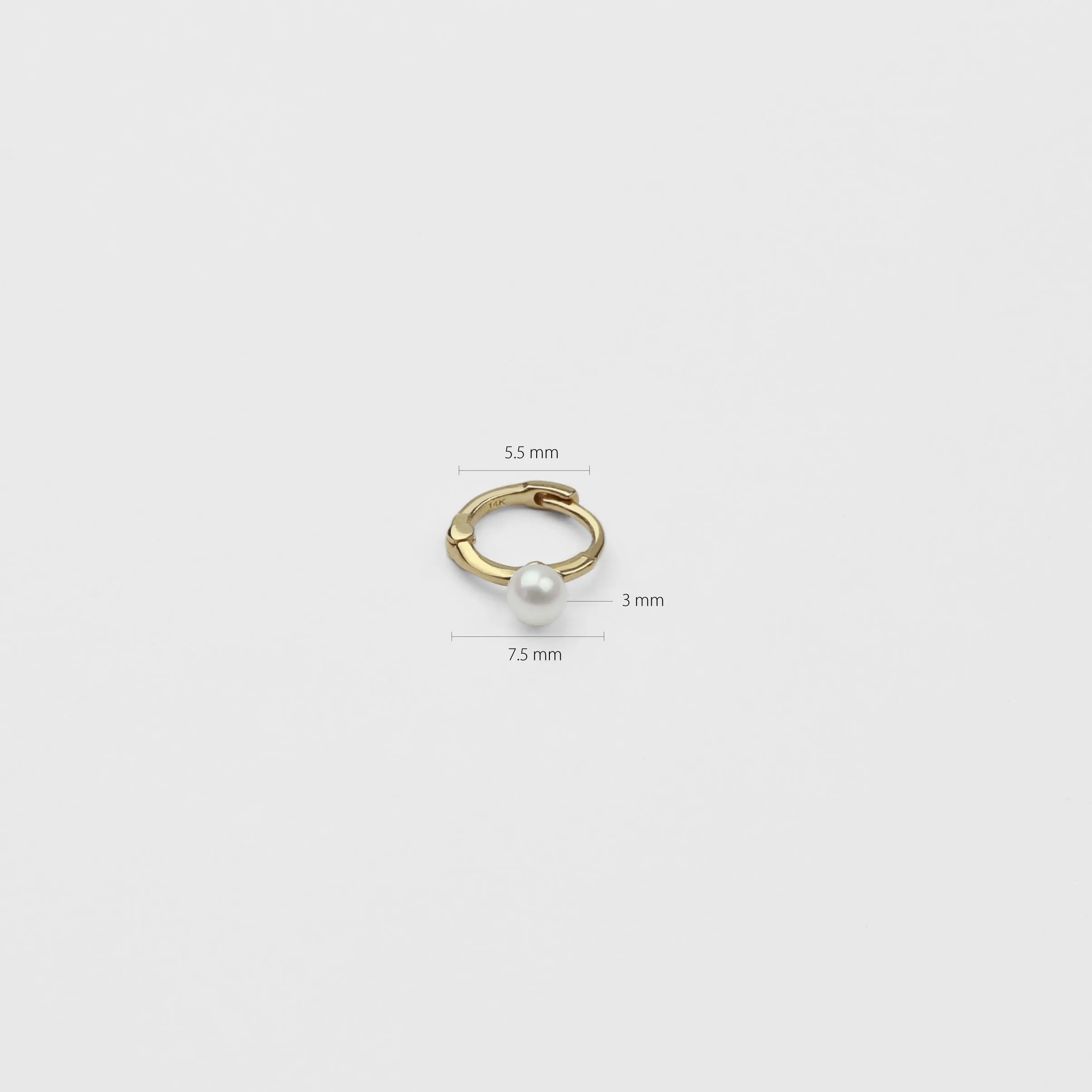 14k Gold Tiny Pearl Hoop Earring