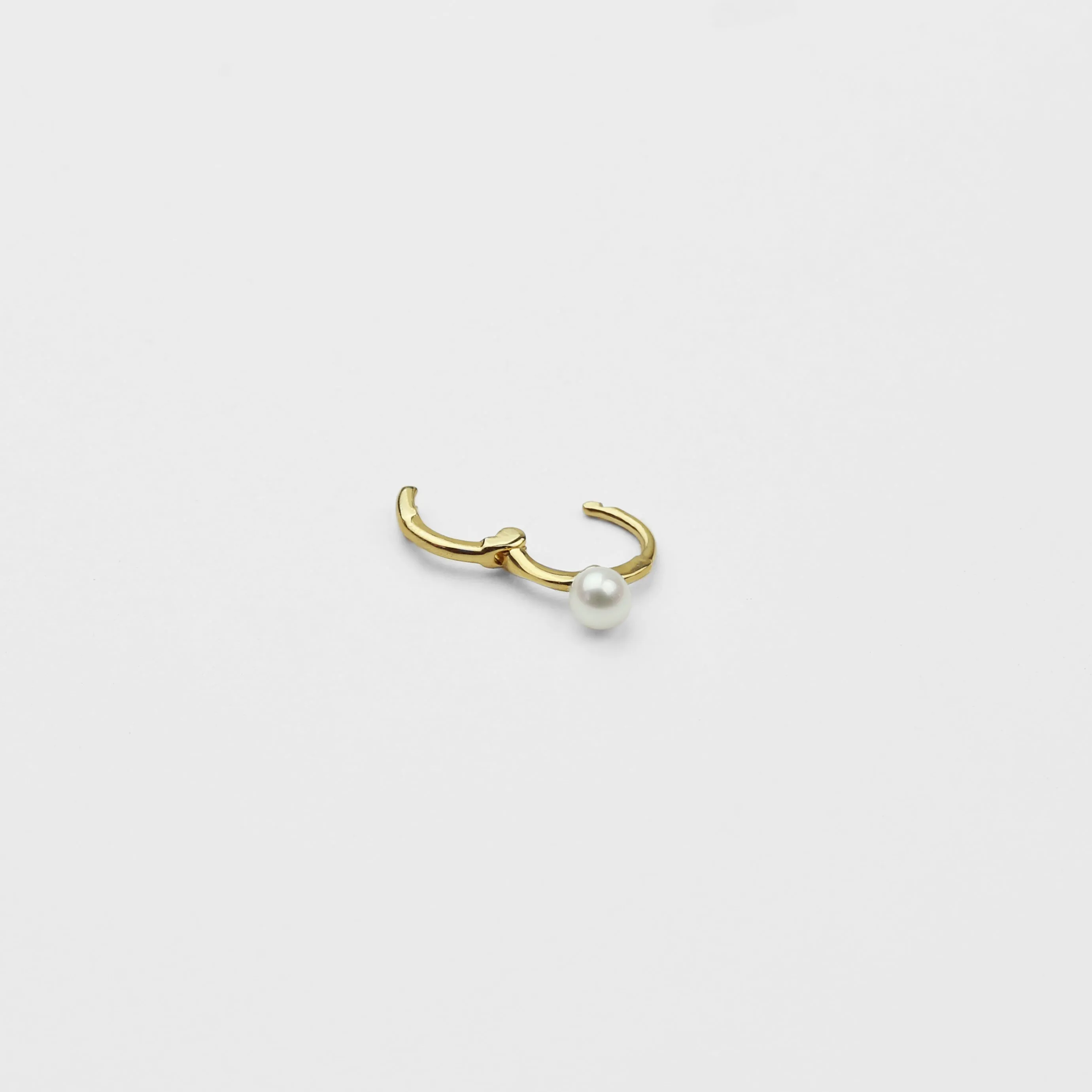 14k Gold Tiny Pearl Hoop Earring