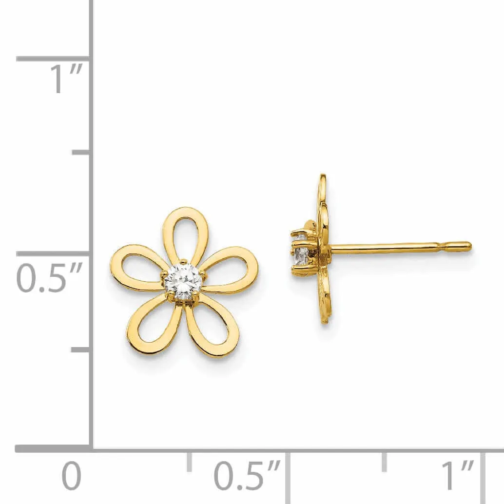 14k Madi K CZ Childrens Flower Post Earrings
