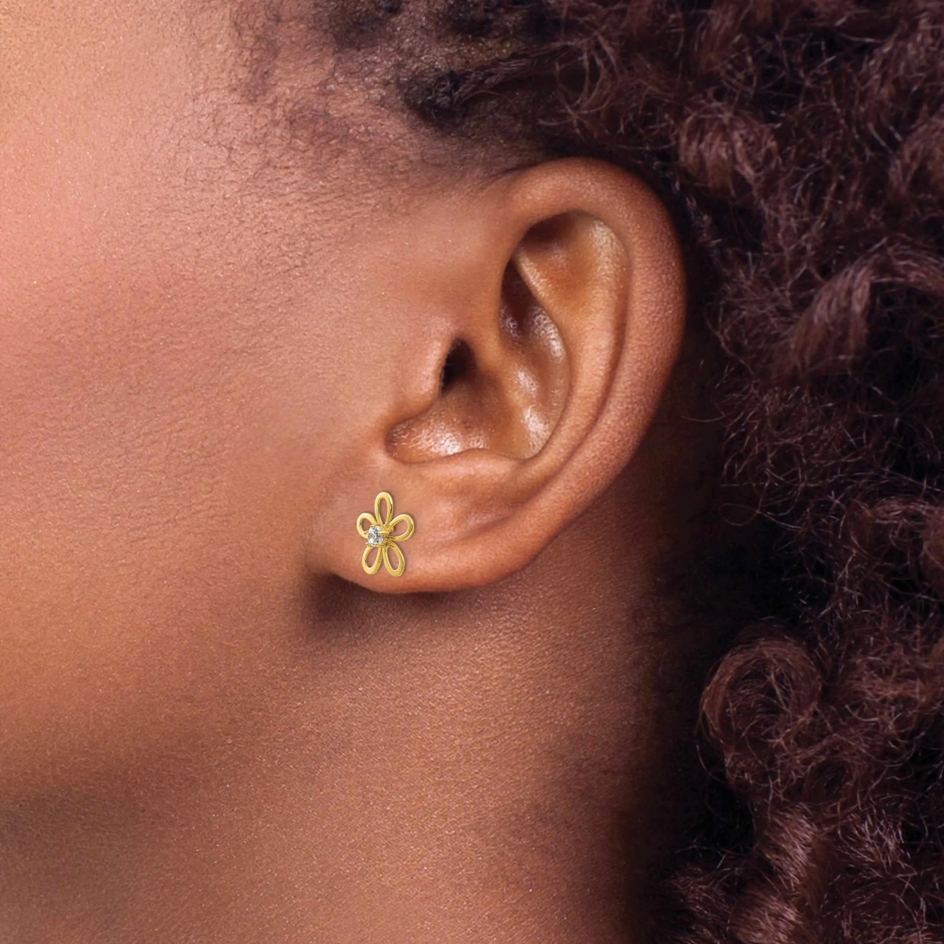 14k Madi K CZ Childrens Flower Post Earrings
