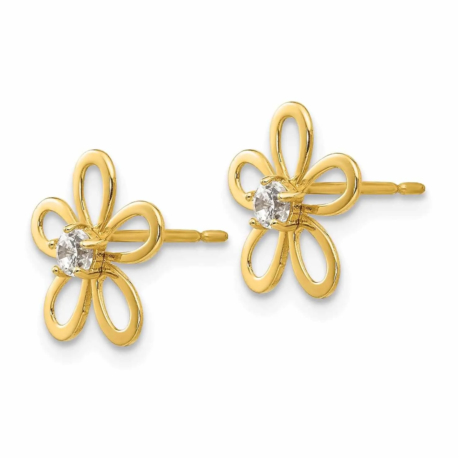 14k Madi K CZ Childrens Flower Post Earrings