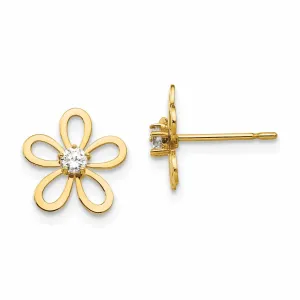 14k Madi K CZ Childrens Flower Post Earrings