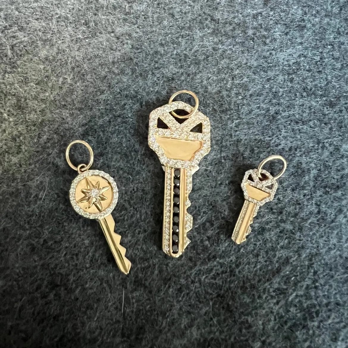 14KT Gold Diamond Mini Key Pendant Charm