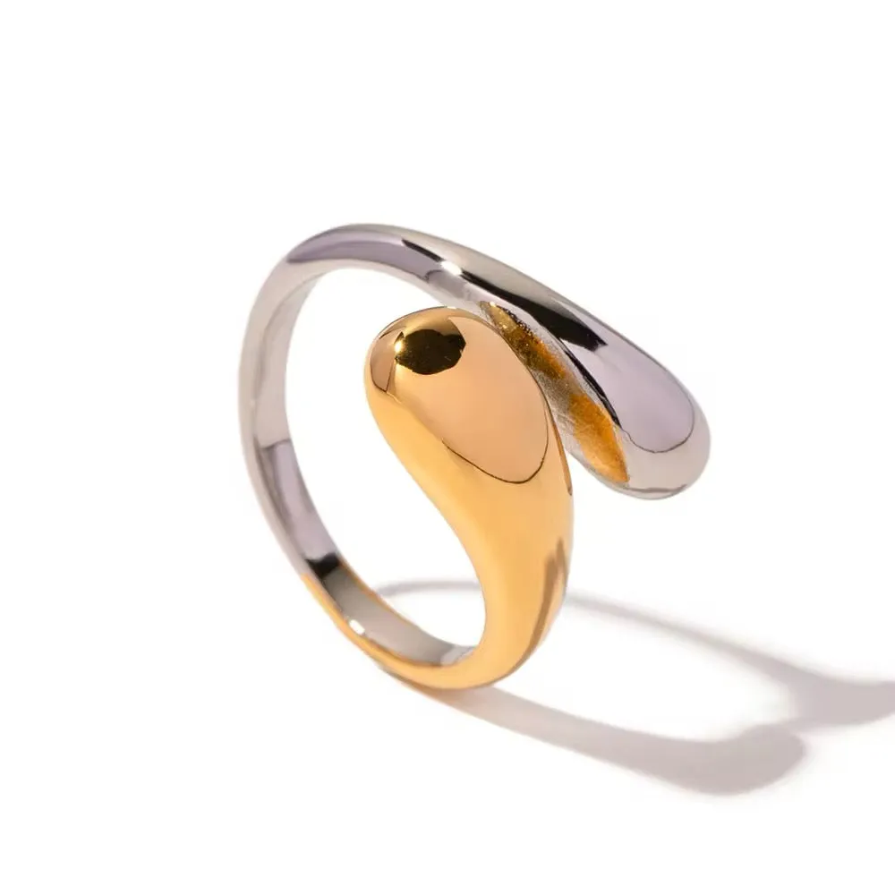 18K Gold and Silver Water Drops Twist Ring