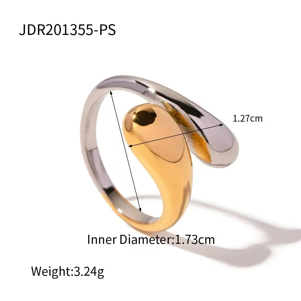 18K Gold and Silver Water Drops Twist Ring
