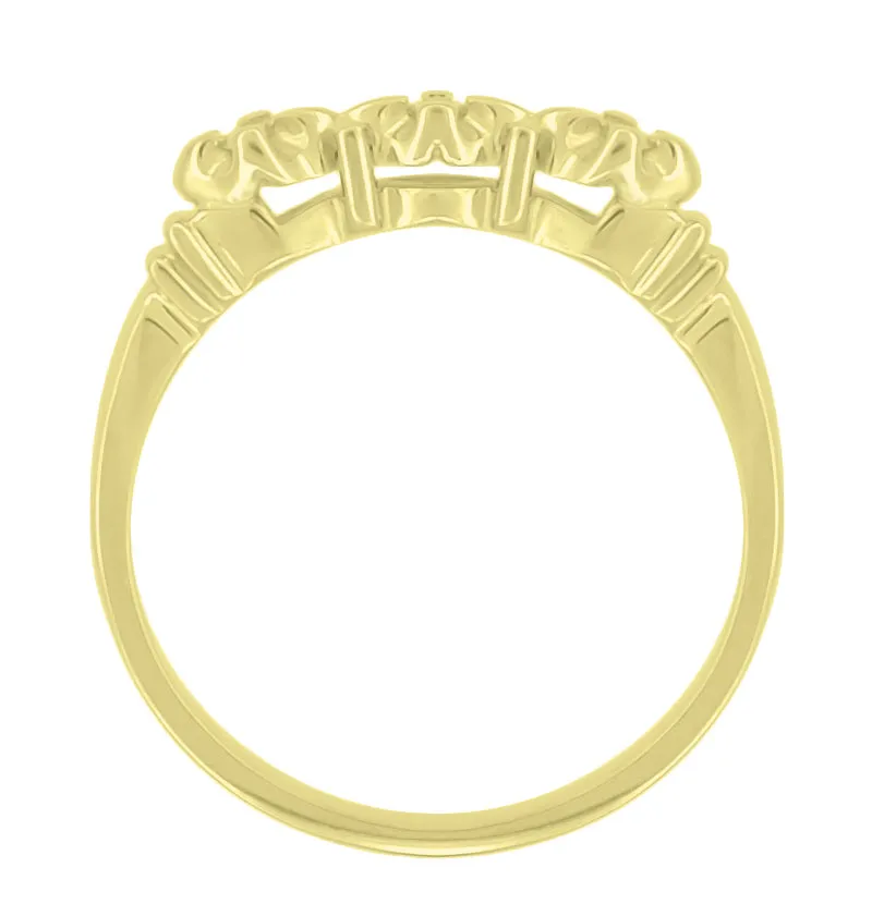 1950's Mid Century Retro Yellow Gold Starburst Galaxy Diamond Wedding Ring