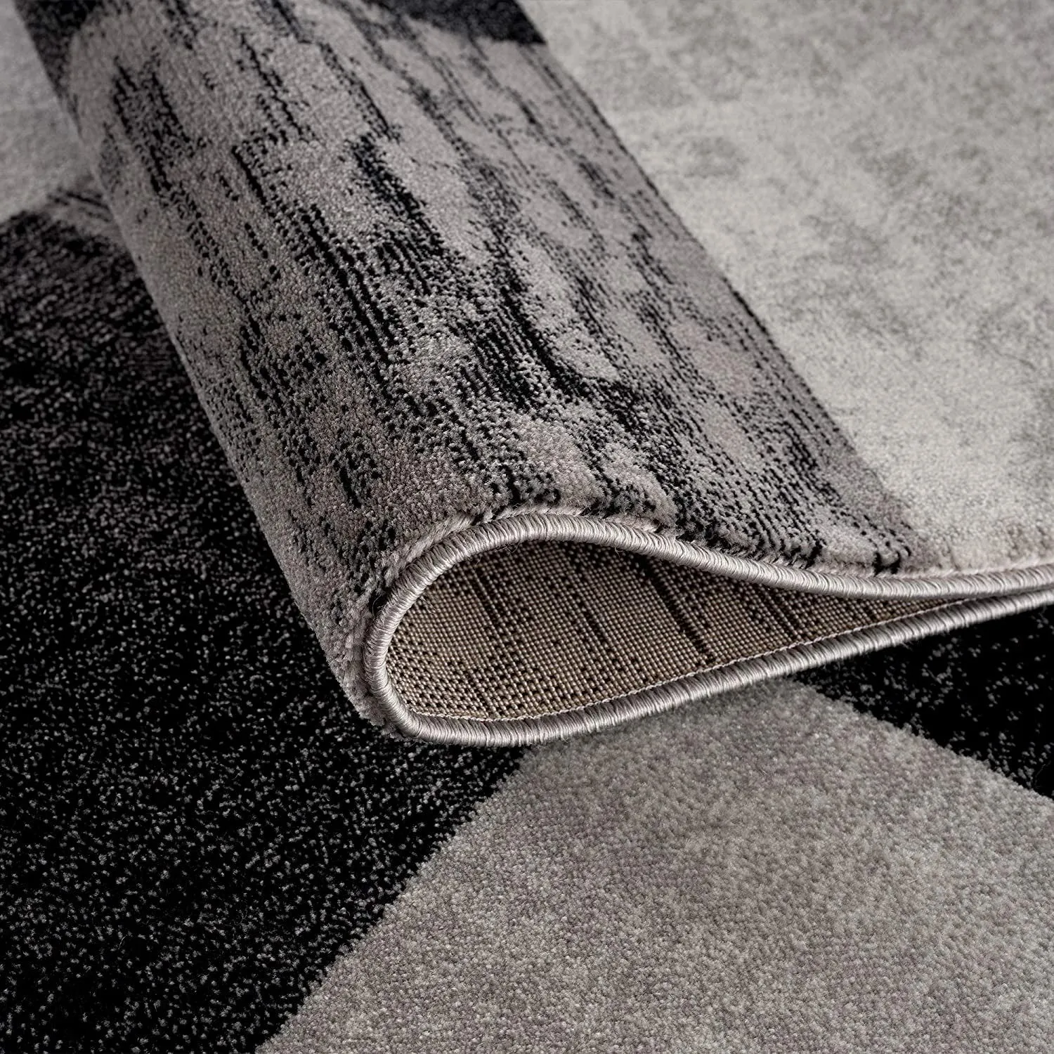 2’ x 15’ Gray Geometric Blocks Runner Rug