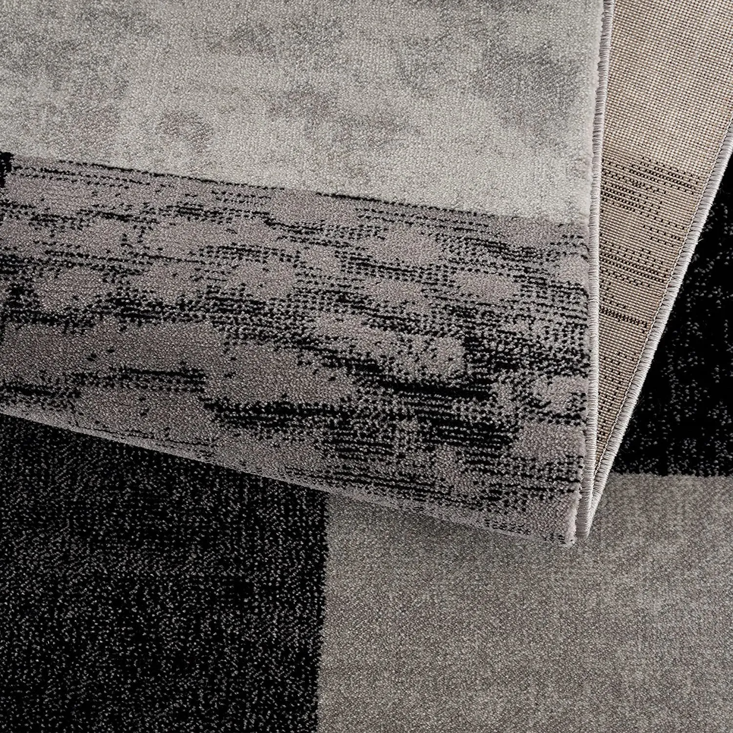 2’ x 15’ Gray Geometric Blocks Runner Rug