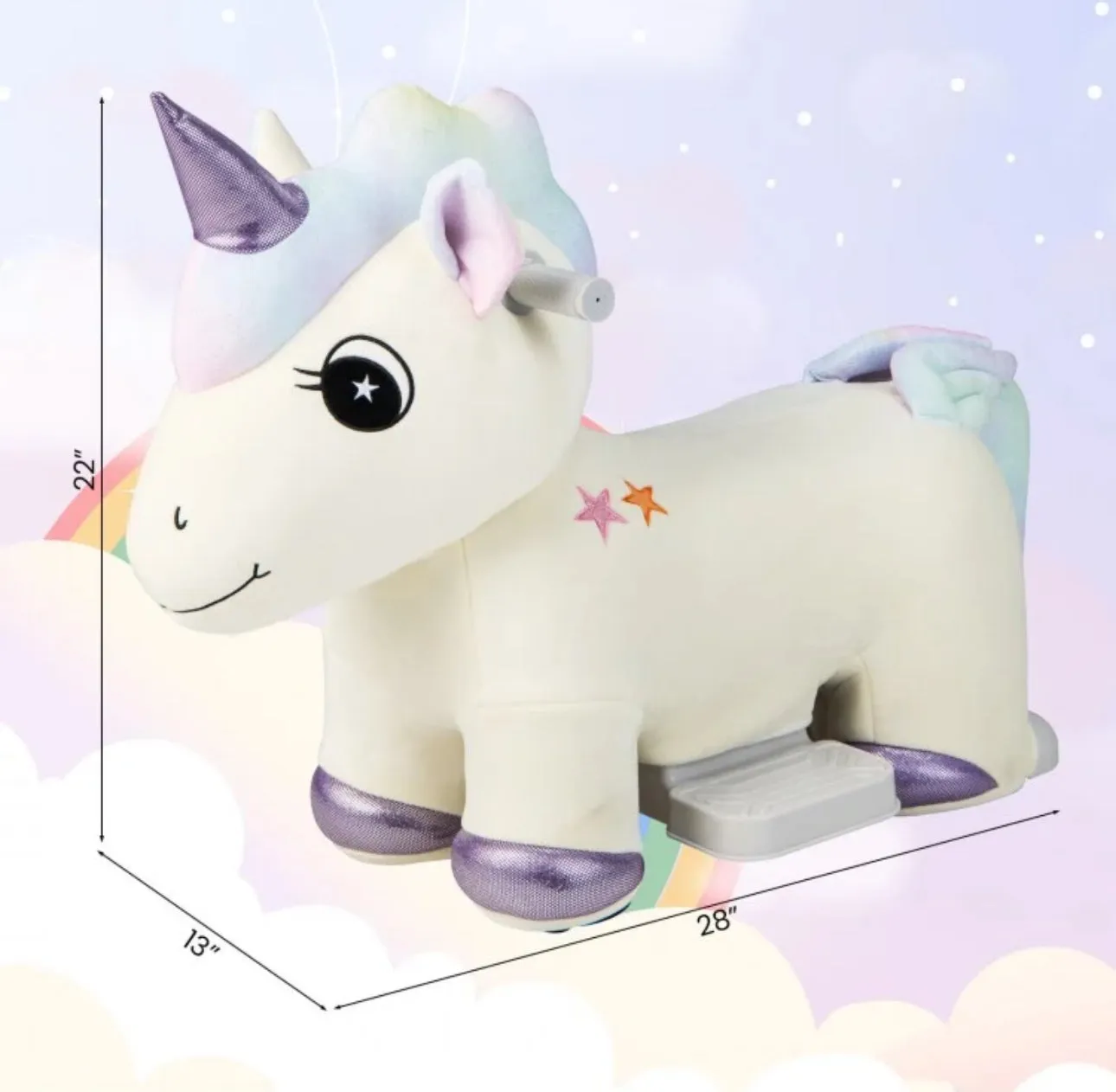2025 Upgraded Adorable Riding Unicorn 6V Kids Ride On Toy / Car | Handle Bars | Music | 10” Seat Height | Up To 5 Kph
