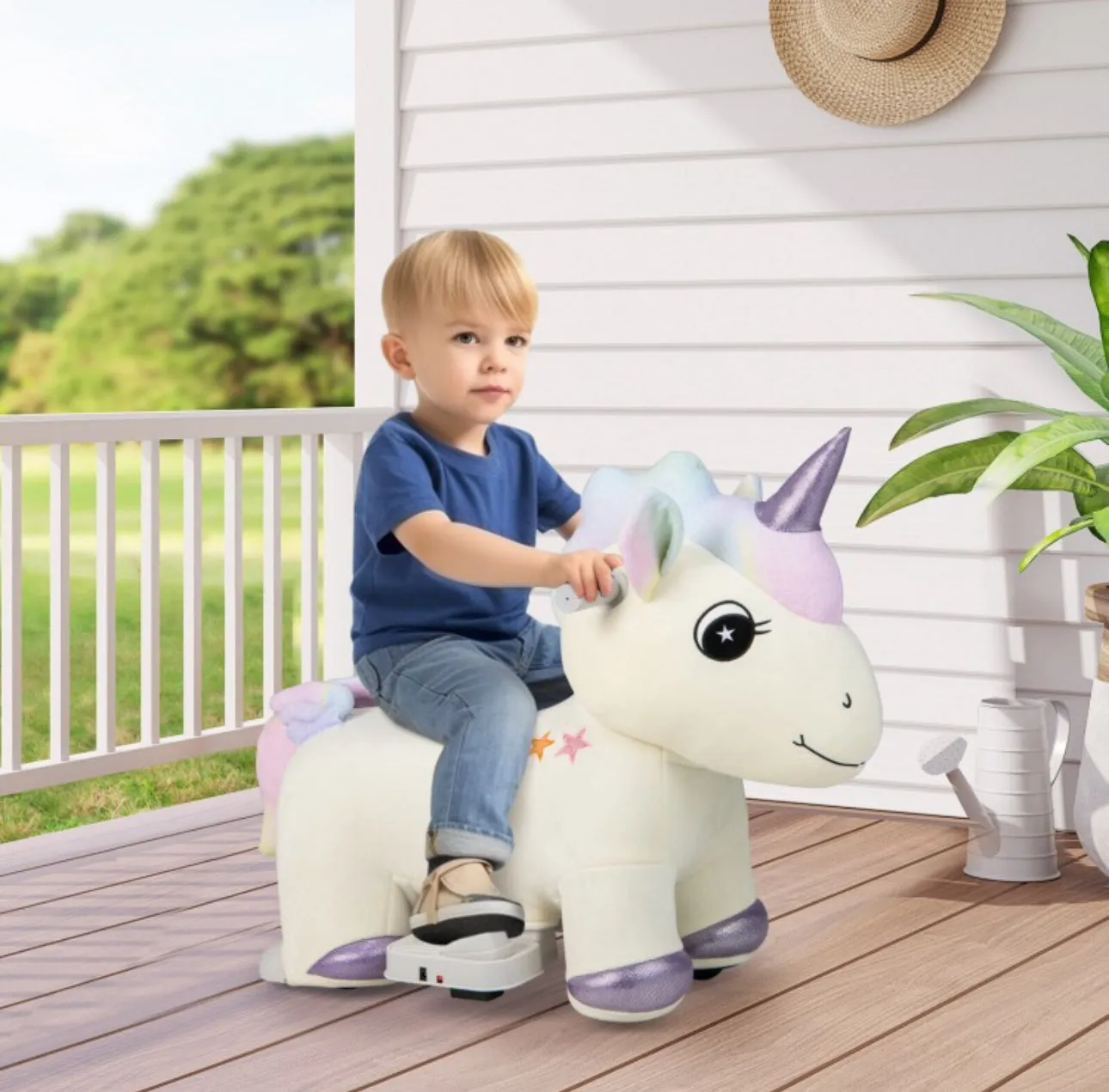 2025 Upgraded Adorable Riding Unicorn 6V Kids Ride On Toy / Car | Handle Bars | Music | 10” Seat Height | Up To 5 Kph