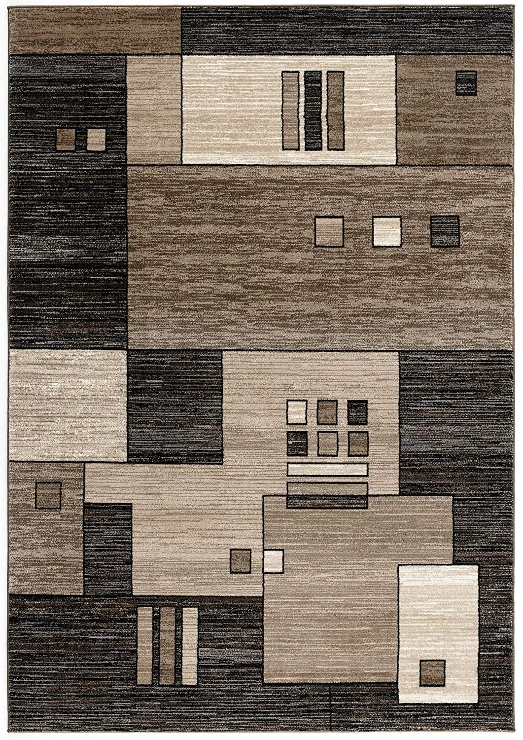 3’ x 10’ Beige and Brown Geometric Runner Rug