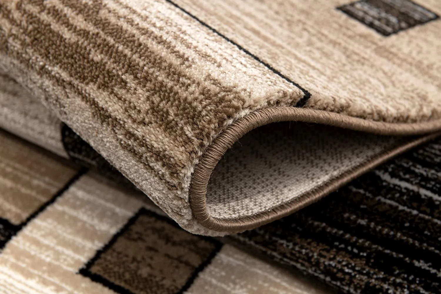 3’ x 10’ Beige and Brown Geometric Runner Rug