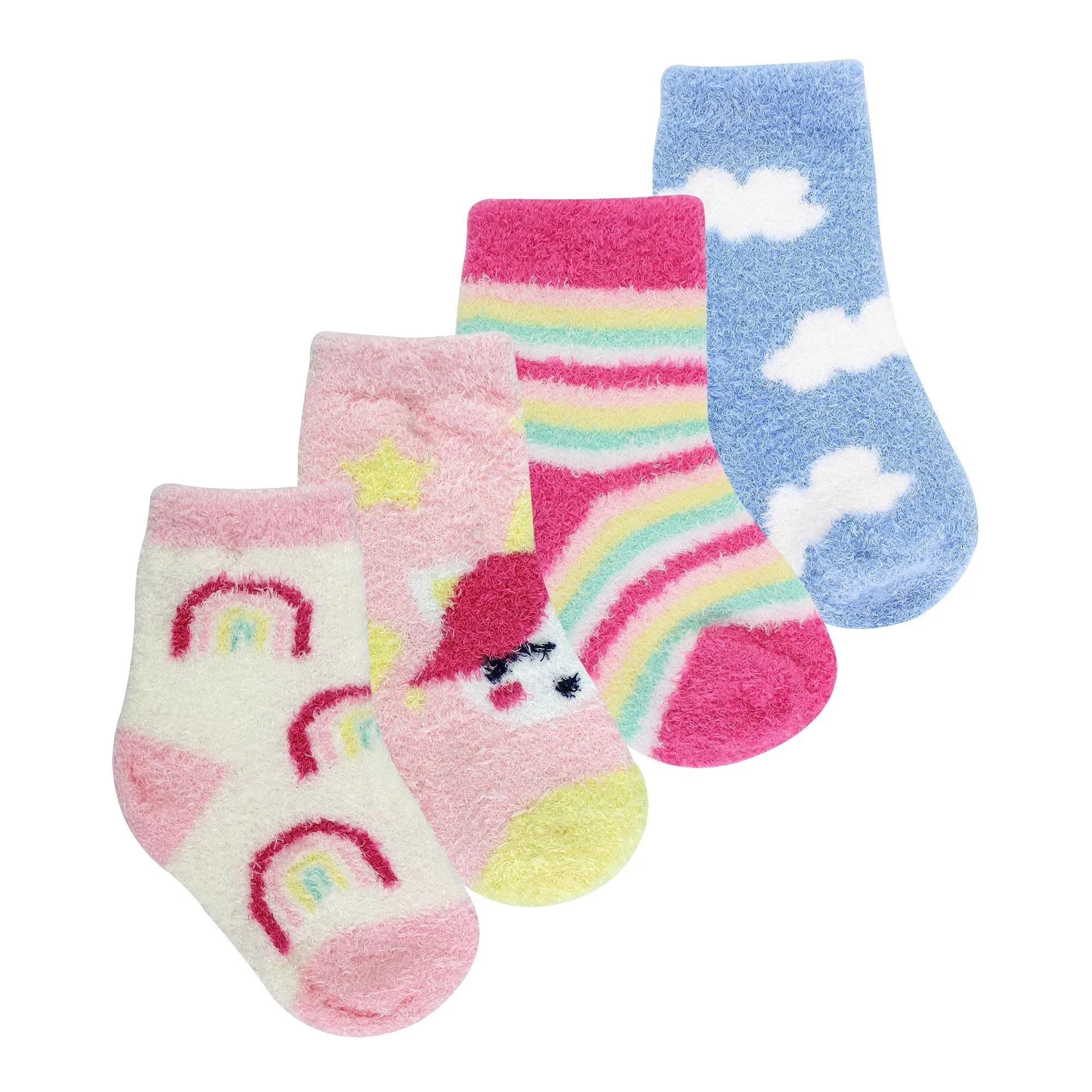 4 Pack Baby Girls Cosy Patterned Socks