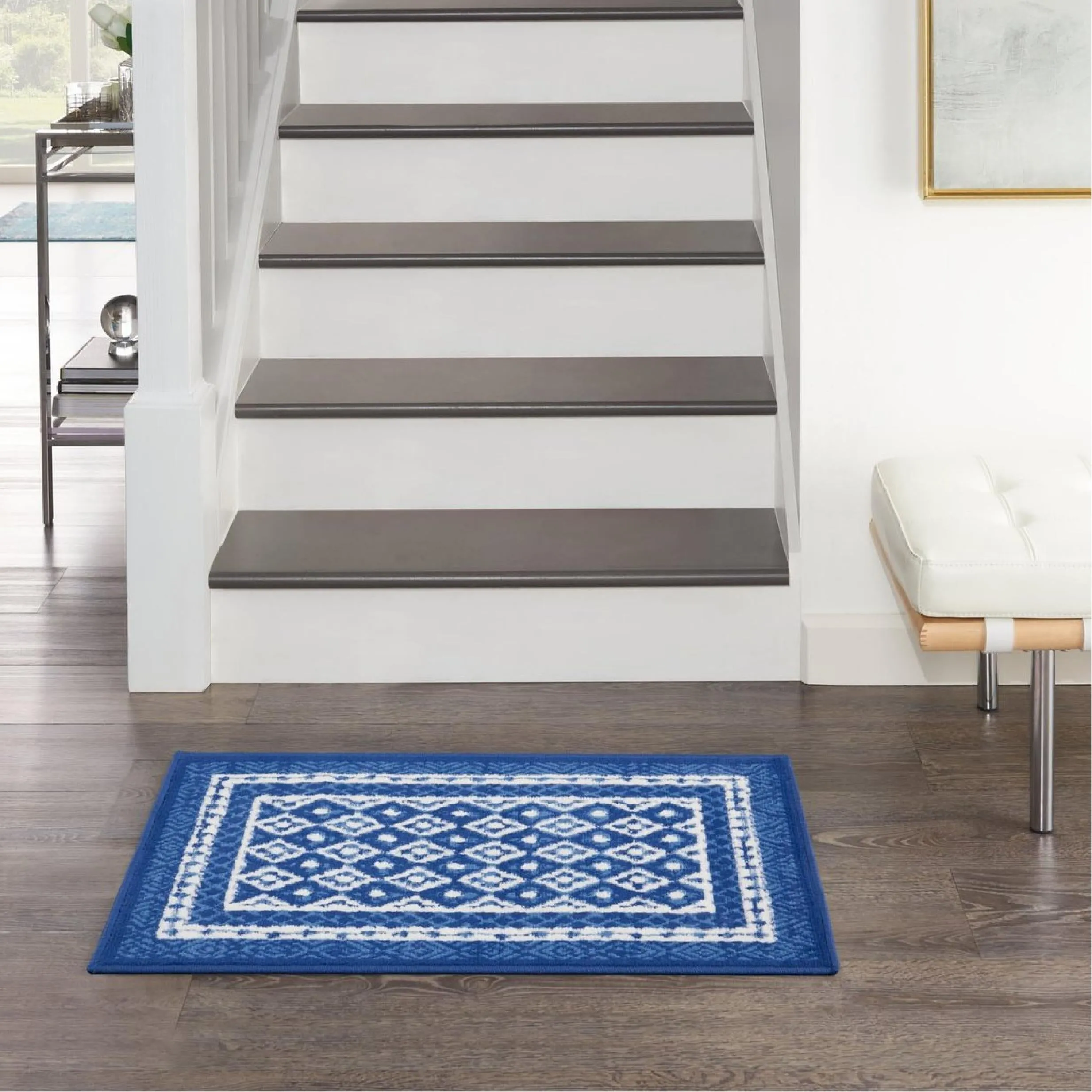 6’ x 9’ Navy and Ivory Geometric Area Rug