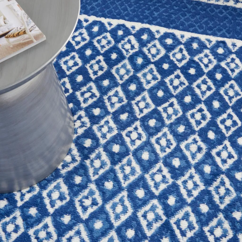 6’ x 9’ Navy and Ivory Geometric Area Rug