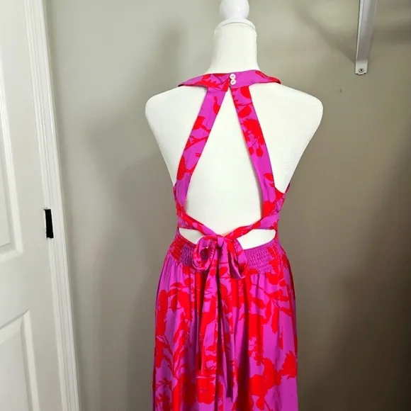 Abel The Label Charlotte Women's Floral Backless Halter Maxi Dress Size M
