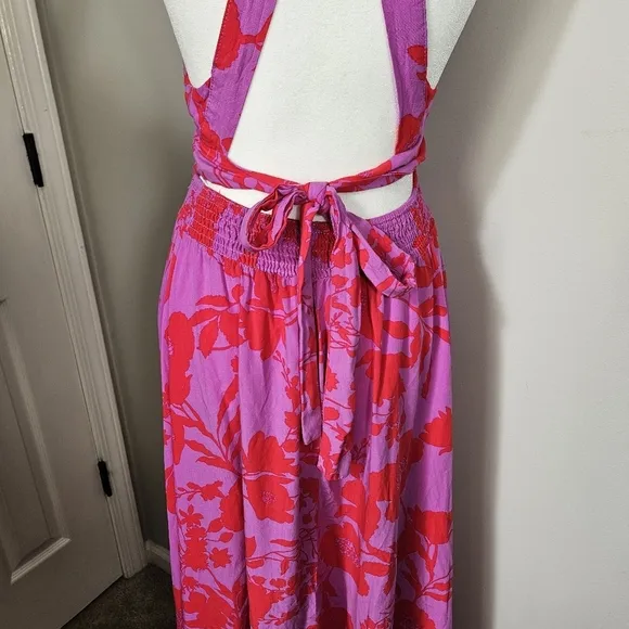 Abel The Label Charlotte Women's Floral Backless Halter Maxi Dress Size M