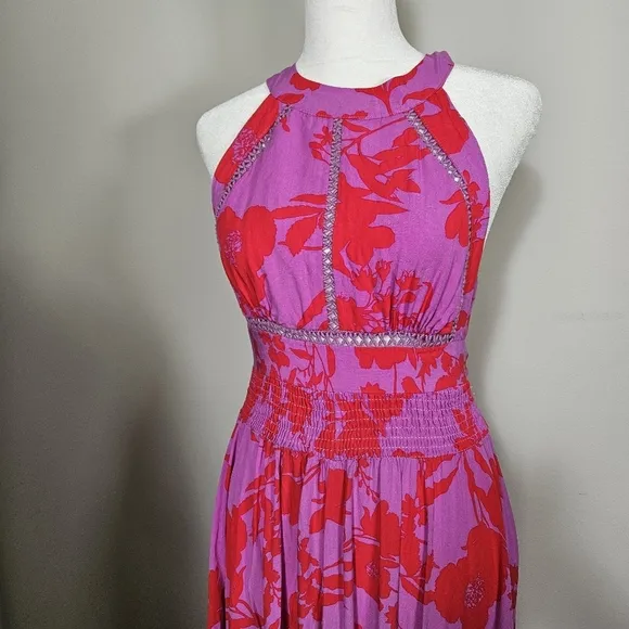 Abel The Label Charlotte Women's Floral Backless Halter Maxi Dress Size M