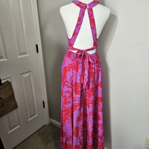 Abel The Label Charlotte Women's Floral Backless Halter Maxi Dress Size M