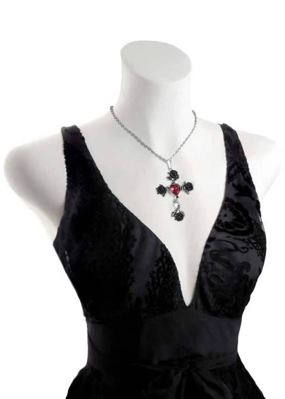 Alchemy Black Rosifix Necklace Red