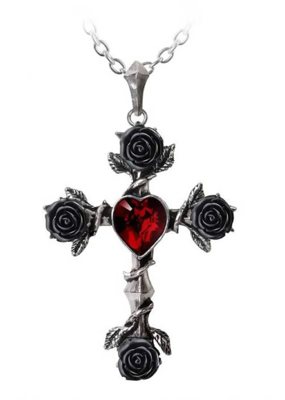 Alchemy Black Rosifix Necklace Red