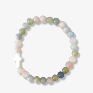 Alexandra Gioia MOP Cross Bracelet Morganite