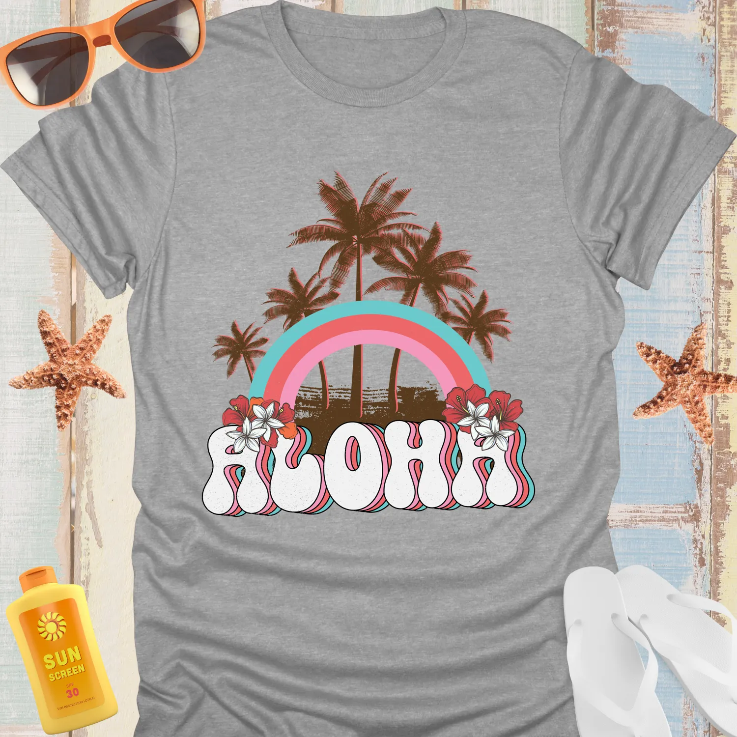 Aloha Hawaiian Vibe T-Shirt With Hibiscus Design