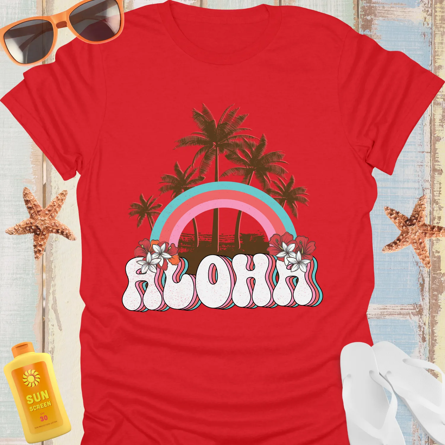 Aloha Hawaiian Vibe T-Shirt With Hibiscus Design