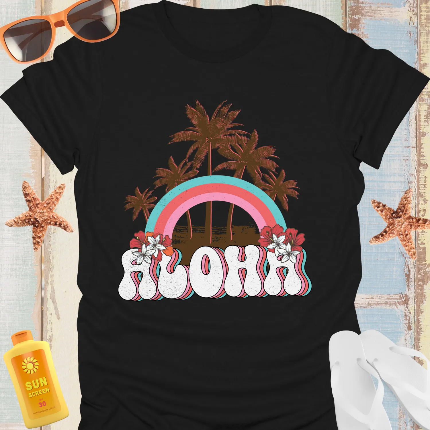 Aloha Hawaiian Vibe T-Shirt With Hibiscus Design