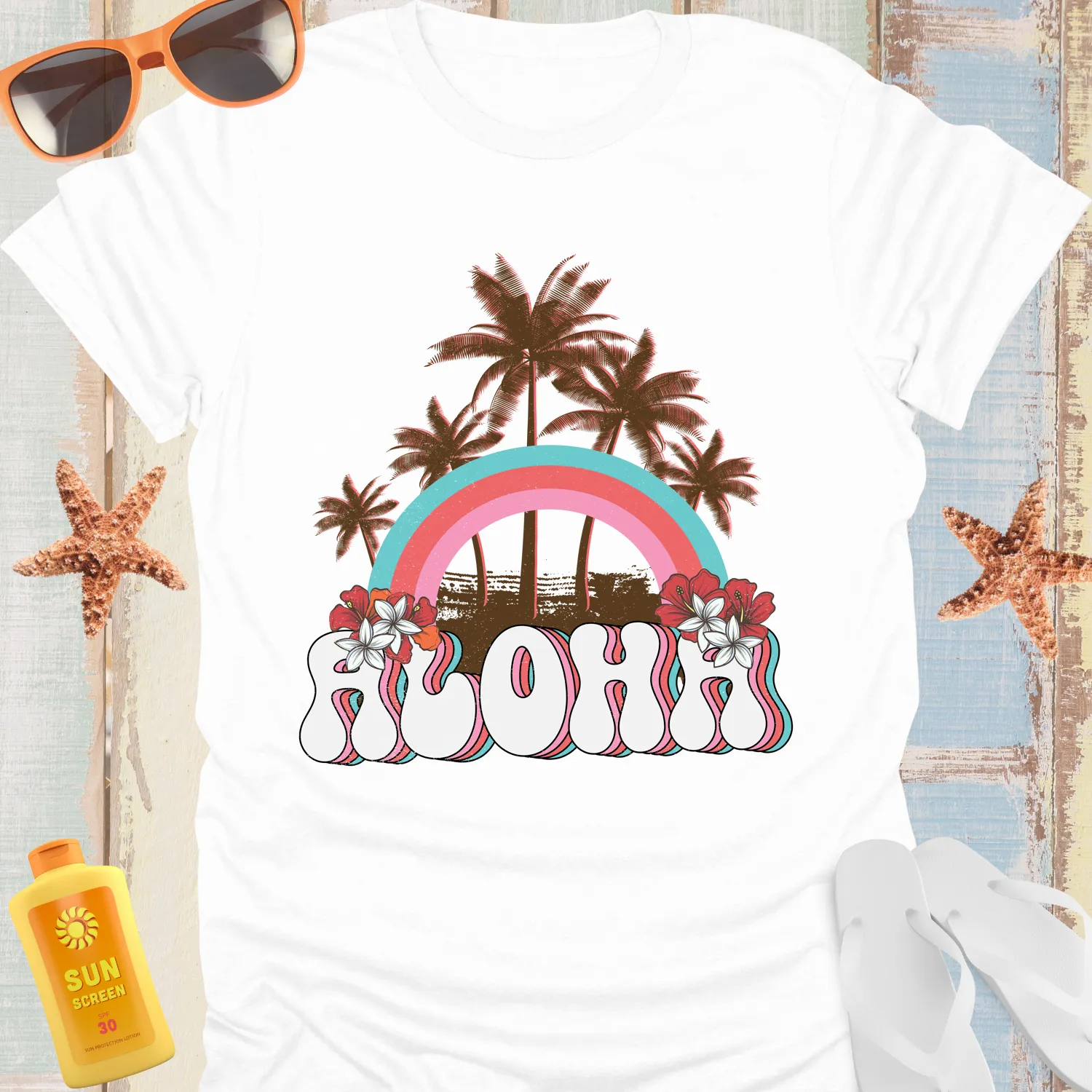 Aloha Hawaiian Vibe T-Shirt With Hibiscus Design