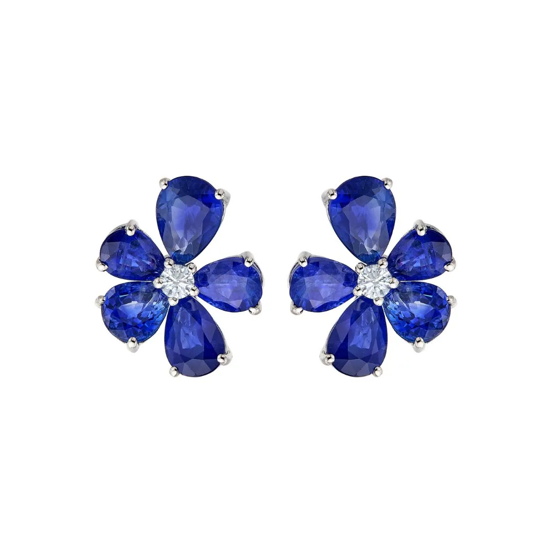 Anemone Studs in Blue Sapphire