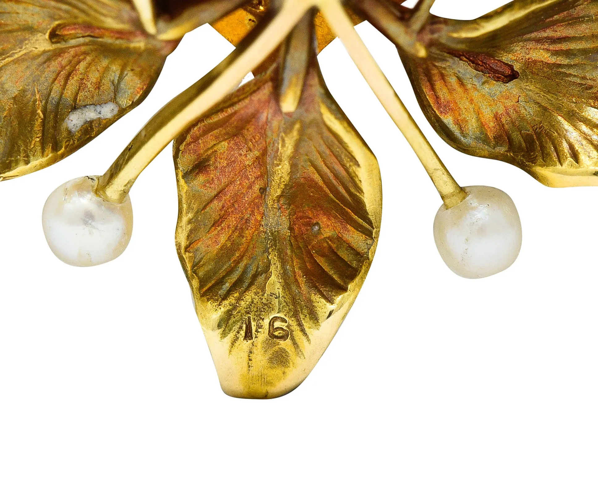 Art Nouveau Yellow Sapphire Pearl Ruby 14 Karat Gold Fairy Pendant Brooch