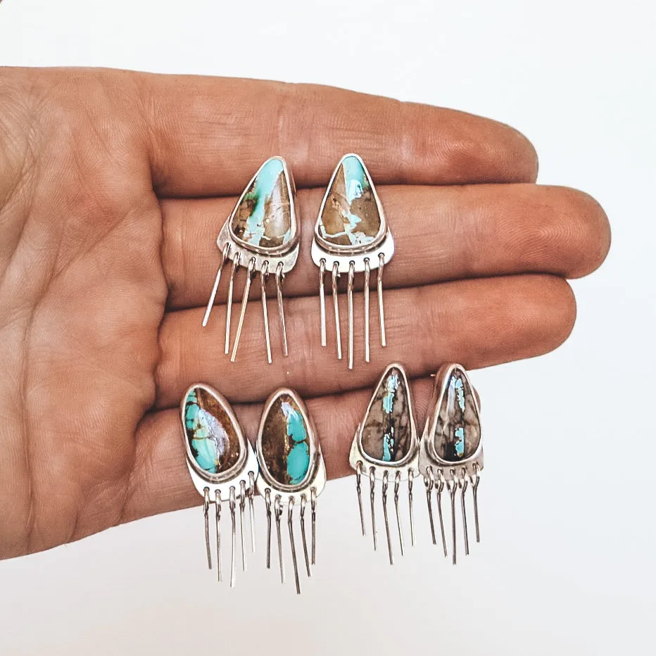 Baby Fringe Studs - Royston Ribbon Turquoise #2