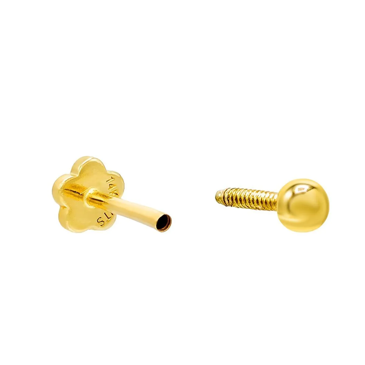 Ball Threaded Stud Earring 14K