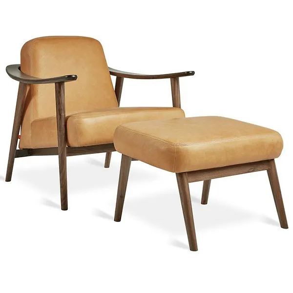 Baltic Leather Chair with Ottoman by Gus Modern