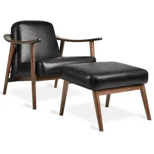 Baltic Leather Chair with Ottoman by Gus Modern